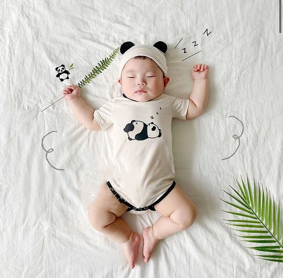 ins Summer Korean Children's Wear Baby One-Piece Clothes for Boys and Girls Baby Printed Triangle Climbing Clothes for Baby and Child