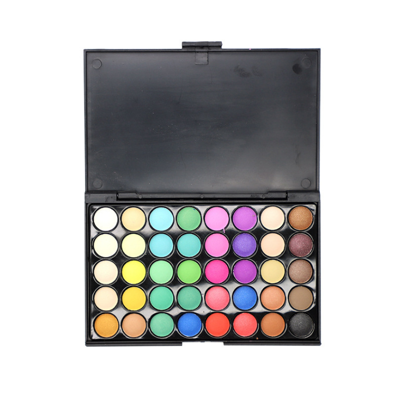 Cross-border pearlescent 40-color eye shadow plate foreign trade logo-free eye shadow plastic this Europe and the United States hot spot earth color beauty makeup