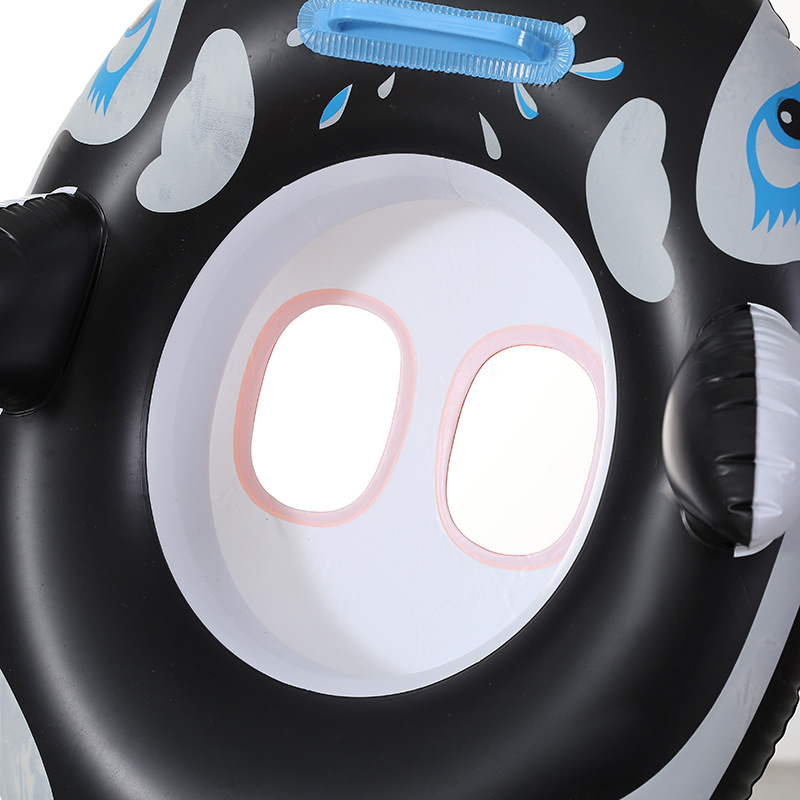 Cartoon environmental protection thickened PVC black shark swimming ring baby seat plastic inflatable children outdoor water park