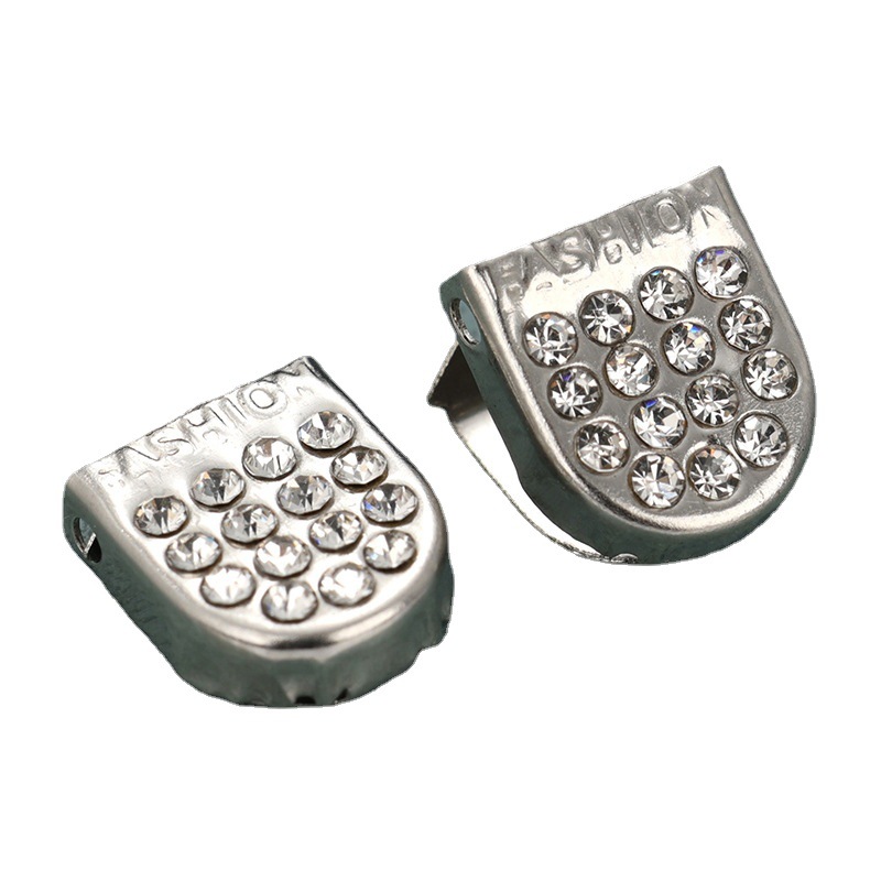 Shoe Buckle Buckle Lazy Shoelace Metal Pressing Clamp with Rhinestone Tie-free Loafed Shoelace Head Clip