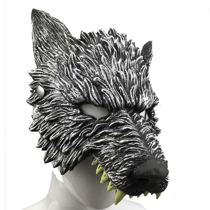 Cross-border supply Halloween performance bar masquerade PU Foam wolf head wolf mask realistic dress props
