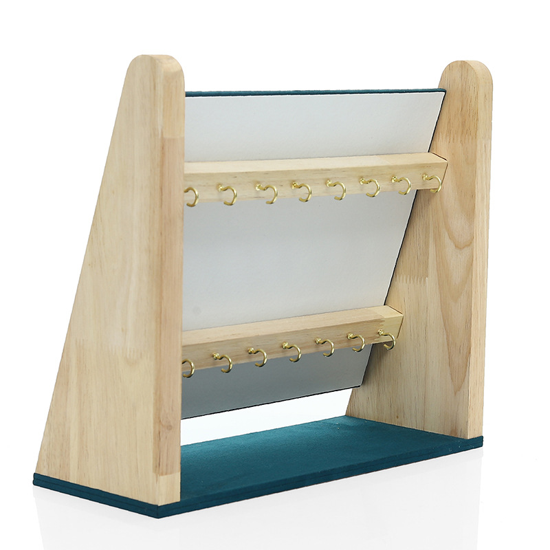Bamboo Wooden Flannel Necklace Rack Jewelry Rack Storage Holder Household Hanging Rack Stall Display Props Jewelry Display Rack