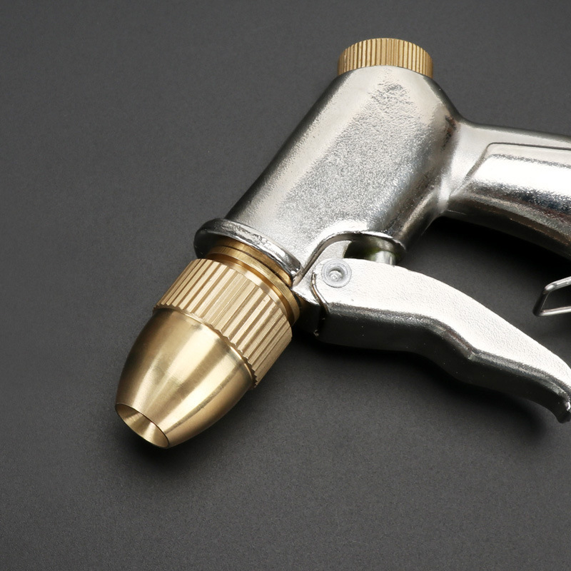 High Pressure Car Wash Water Copper Gun Head Household Lengthened Rod Water Gun Garden Watering Tool Alloy Electroplated Water Gun Head