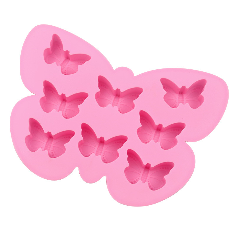 Spot wholesale 8 even Butterfly silicone chocolate mold children's candy mold hand drop glue decorative mold