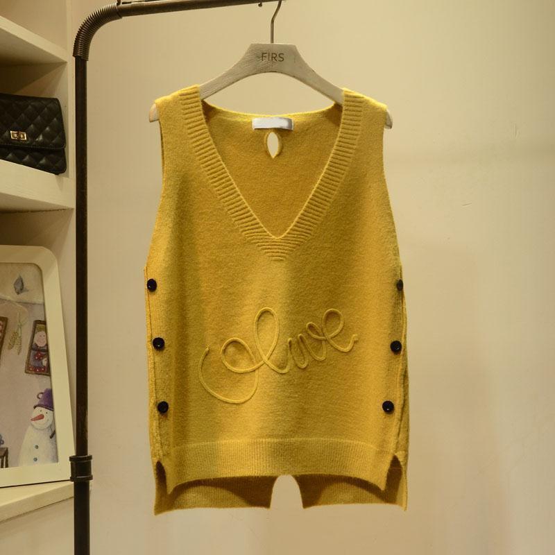 [In stock] vest women's short button knitted vest new fashionable loose spring and autumn all-matching