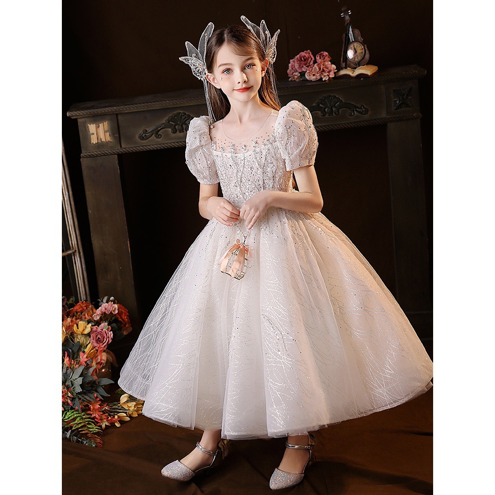 兒童禮服公主裙生日女童高端蓬蓬紗花童婚禮主持人走秀鋼琴演出服