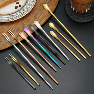 Japanese style long handle coffee mixing spoon 304 stainless steel dessert ice spoon honey measuring spoon wine mixing spoon bar spoon