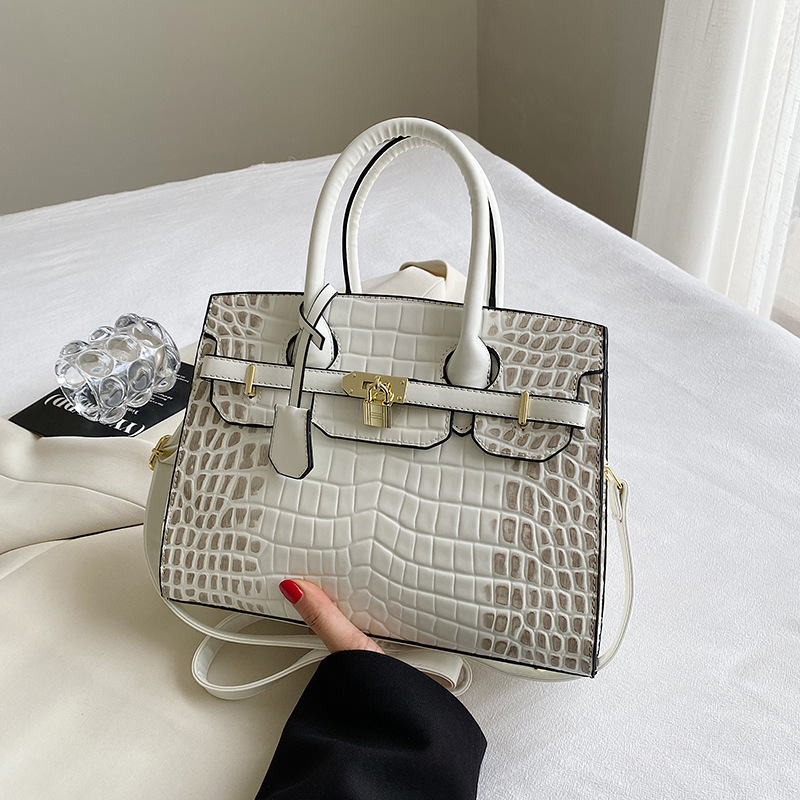 Foreign Trade Kelly Bag Women's 2023 New Crocodile Handbag European and American Fashion Women's Bag Shoulder Bag Bag