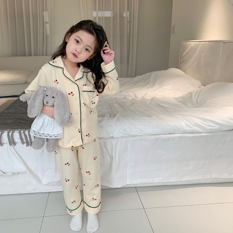 兒童睡衣春秋新款長袖女童洋氣甜美可愛公主風寶寶家居服兩件套裝