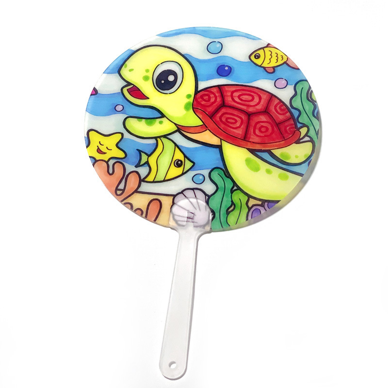 Handmade Fan Round Transparent Painting Material Blank Hand-painted Graffiti Kindergarten Creative Art Antique Transparent Fan