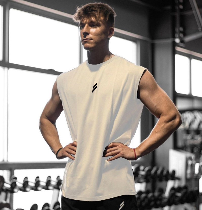 GYM Summer Fitness Sports Vest Men's Breathable Moisture Absorption Loose Training Sleeveless Quick-drying Waistcoat Short-sleeved Fitness Clothes