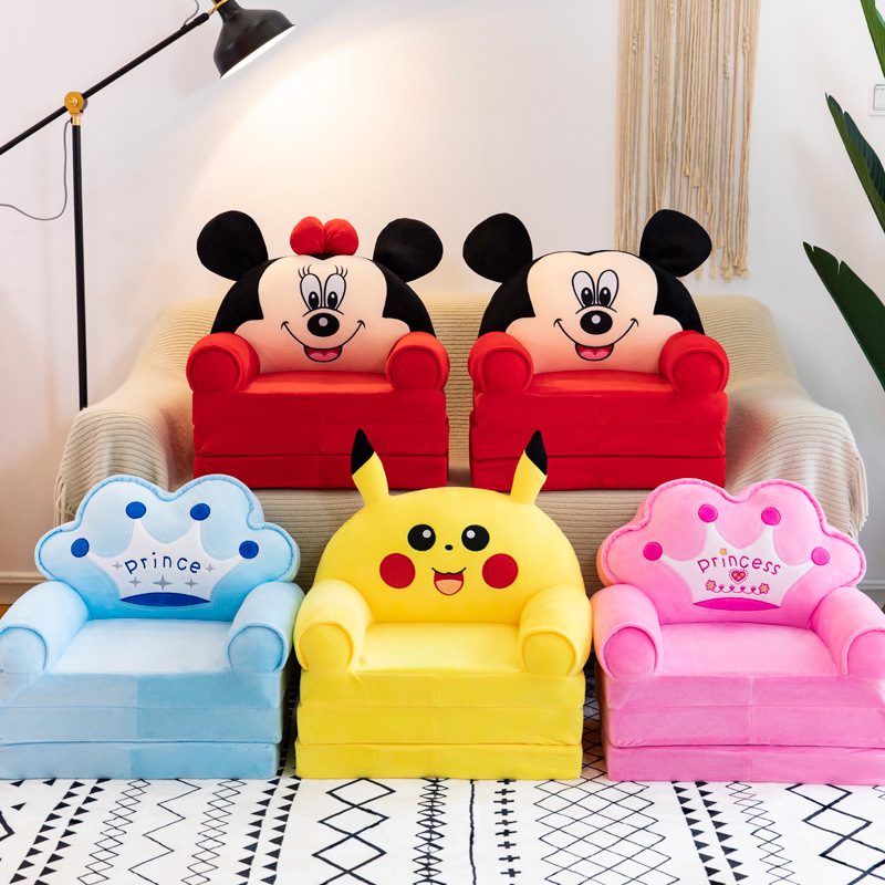 Factory direct supply three-layer children folding small sofa cartoon crown lazy sofa baby seat gift wholesale