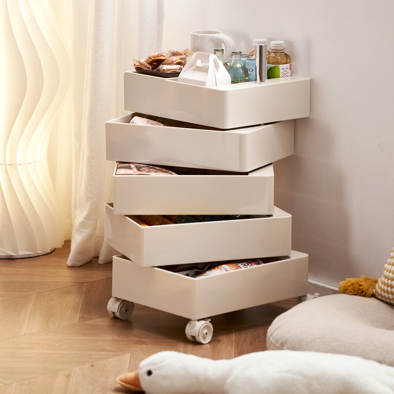 Nordic style bedside table mobile rotating storage cabinet bedroom bedside cabinet ins side multi-functional storage square cabinet