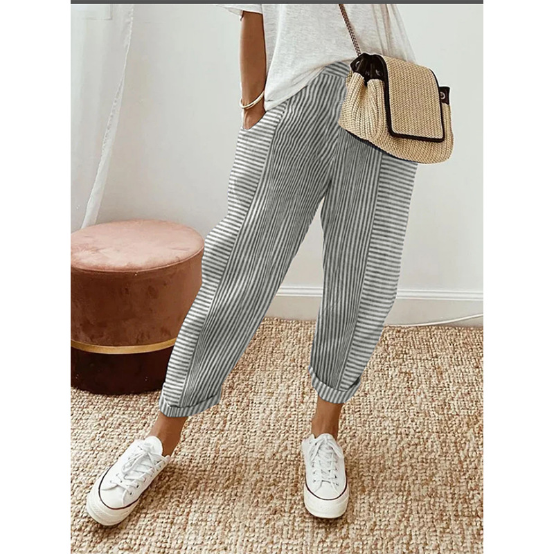 2023 Summer New Woven Jacquard Stripe Patchwork Design Loose Casual Pants for Children