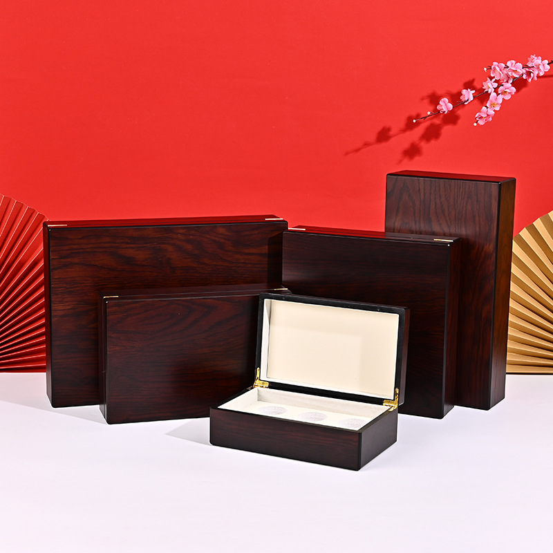 High-grade Ebony small pot tea box wooden Dahongpao rock tea cinnamon packaging box tea wooden box gift box