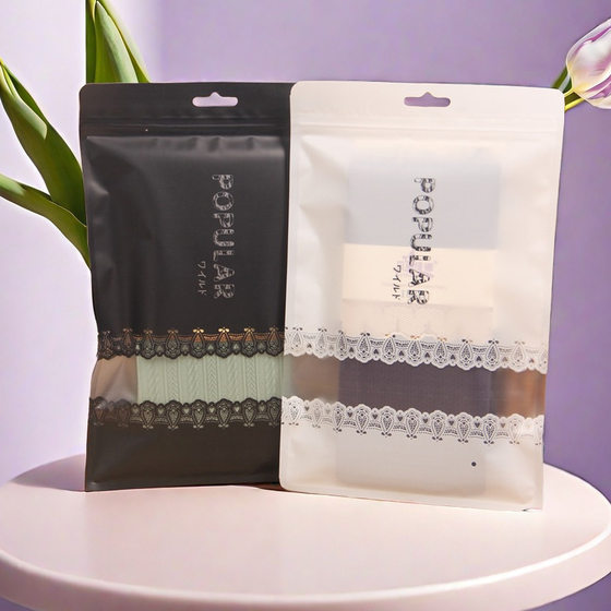 Scarf packaging bag bra pantyhose socks self-sealing bag frosted clothing packaging bag lace plastic bag wholesale