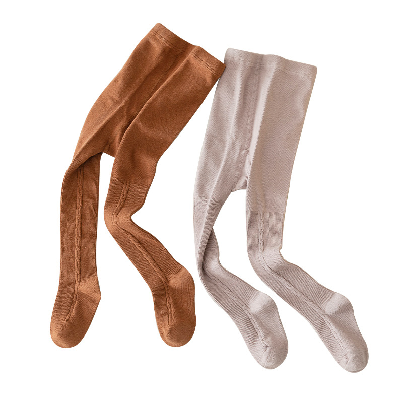 Girls' Leggings Spring and Summer 2024 New Solid Color Hemp Pattern Children's Leggings Korean Style Girls' Pantyhose Generation