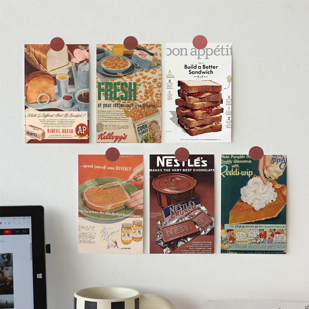 10 retro food posters wall stickers bedroom dormitory wall decoration shooting props material background postcard