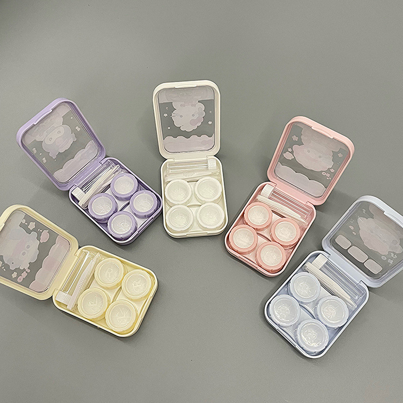 Beautiful Pupil Box Cute Food Cartoon Transparent Contact Lens Companion Box Care Box Two-Pair Storage Box Double Box