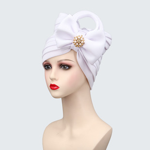 Cross-border new decorative bead air layer bow cap adjustable national cap Indian cap African cap source factory