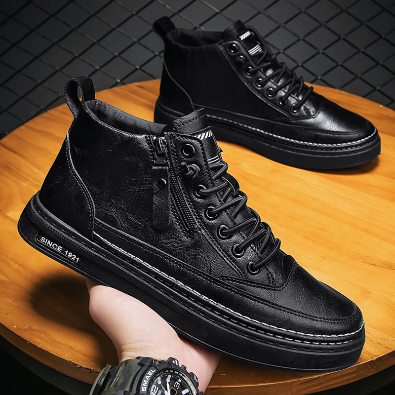 Men's Shoes 2023 New Winter Velvet Warm Men's Height Increasing Casual Leather Shoes Autumn Business Work British Trendy Shoes