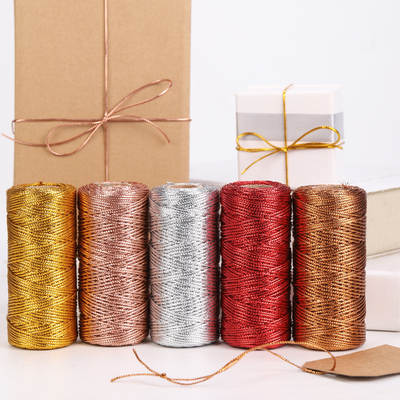 1.5mm gold and silver wire tag line 16 strands of flat hollow gold wire non-elastic gift packaging line cross-border hot sale