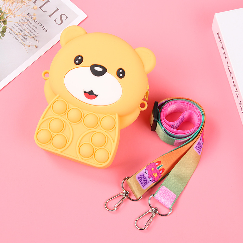 Cross-border Explosions Bear Silicone Coin Purse Children's Cartoon Crossbody Bag Bubble Unpacking Cute Toy Backpack