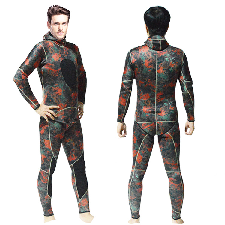 3mm Fishing and Hunting Diving Suit Split Hooded Camouflage Thickened Warm Snorkeling Surfer Suit Free Diving Suit Surfer Suit