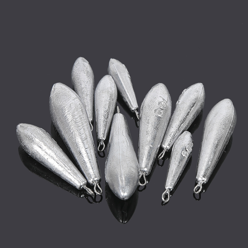 Willow leaf type lead pendant with ring long fishing Pendant Outdoor Fishing fish pendant pure electrolytic lead with scale lead pendant fishing gear wholesale