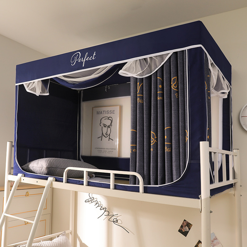 Cross-border Student Dormitory Bed Curtain Mosquito Net Support Integrated Dormitory Single Upper Bunk Lower Bunk Curtain Shading Bed Curtain