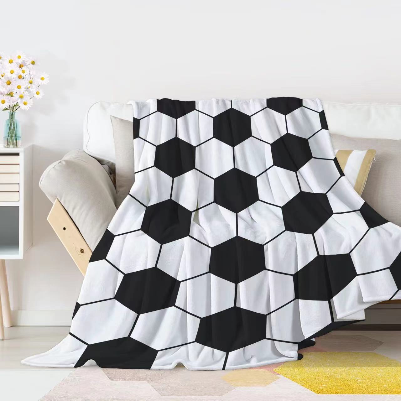 In stock supply football printing flannel blanket cross-border e-commerce supply flannel blanket