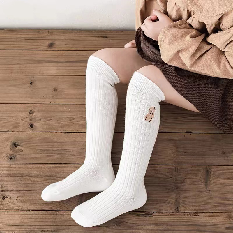 Girls' mid-calf socks spring and autumn calf socks South Korea bear children's stockings autumn thin ins fashionable high-calf socks