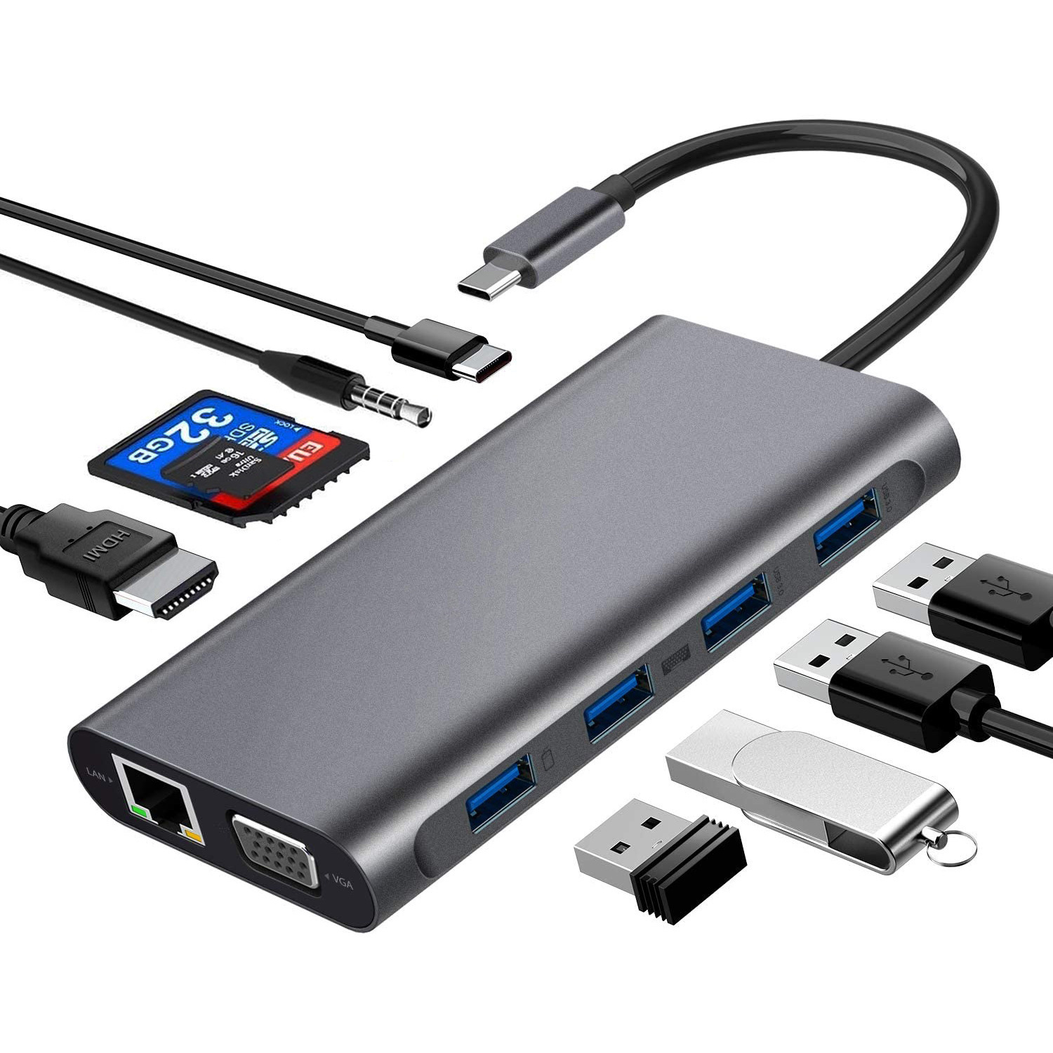 type-c to HDMI VGA PD 11in one 11in1 splitter hub hub cross-border docking station