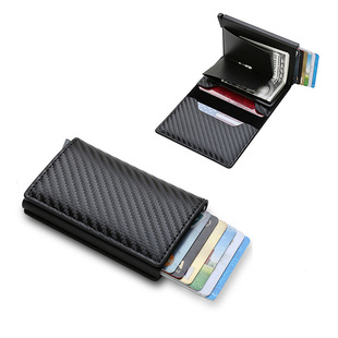 Amazon RFID carbon fiber anti-theft card bag metal card case men Multi-card wallet card holder
