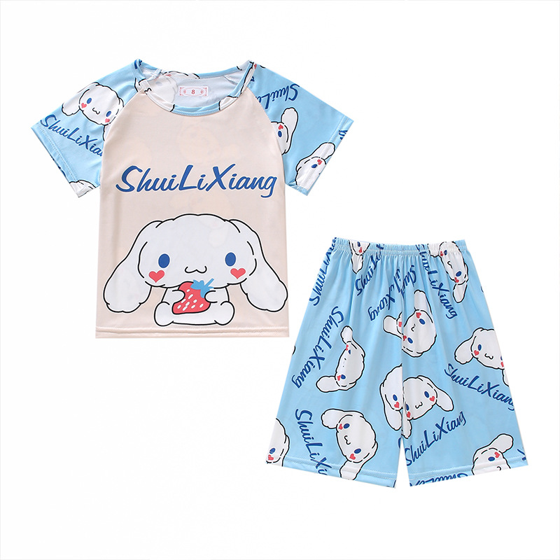 Foreign trade Indonesia summer children's pajamas 2023 boys and girls home wear suit short sleeve cartoon Piyama anak