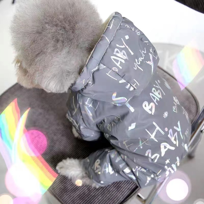 [Night Reflective] Pet Bichon Frize Pomeranian Schnauzer Puppy Teddy Clothes Autumn and Winter Cotton Clothes Four-legged Clothes