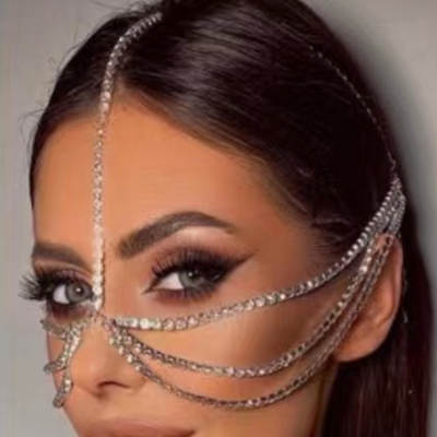 Cross-border new multi-layer rhinestone Hairband ladies fashion creative chain hair band face jewelry Hairband