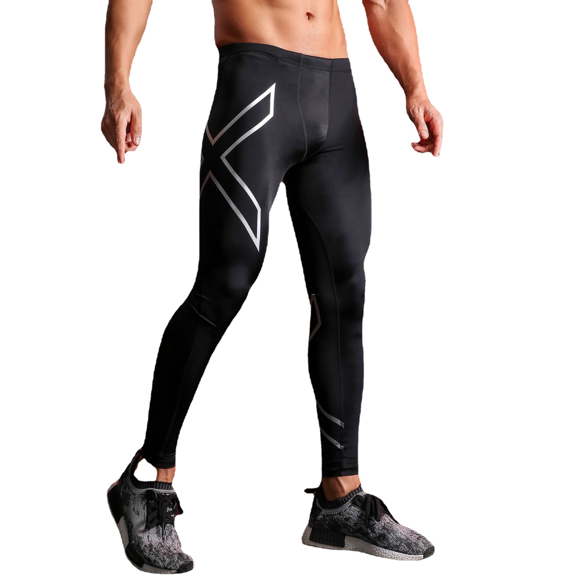 Cross-border Fitness Tight Compression Pants Men's High Elastic Running Breathable Yoga Pants Moisture-wicking Quick-drying Riding Pants Women