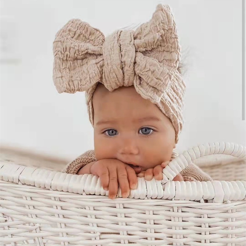 DIY Oversized Bow Children's Hair Band High Elastic Zou Cloth Baby's Wide Edge Double Tie Headband Baby Headwear