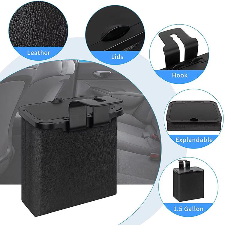 Amazon BS multifunctional car leather seat trash can storage hook storage bag cross-border best-selling