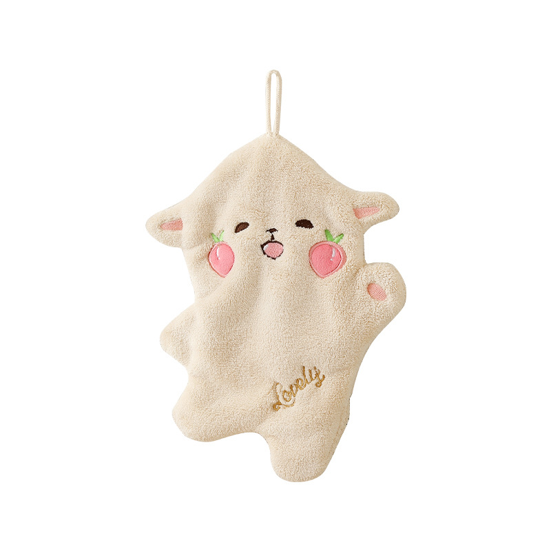 New hanging cute hand towel strong absorbent thick towel quick-drying children's cat double-layer towel wholesale