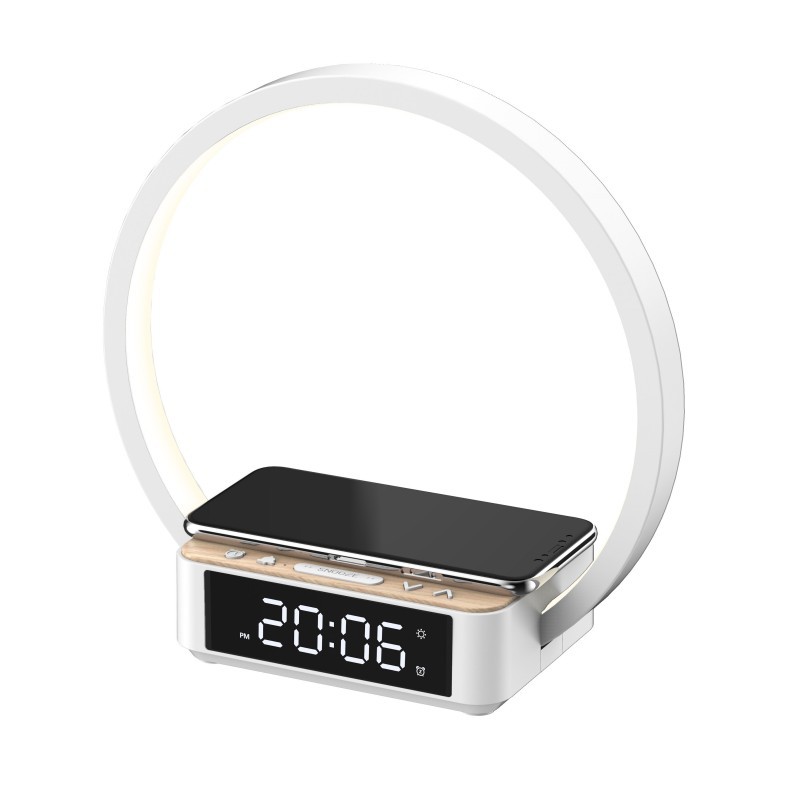 Bedside mobile phone 10W three-in-one wireless night light charging bracket touch sensing desktop decoration alarm clock