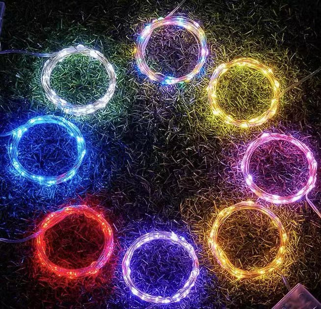 Cross-border LED solar copper wire string lights indoor and outdoor waterproof lights Christmas holiday atmosphere decorative copper wire lights