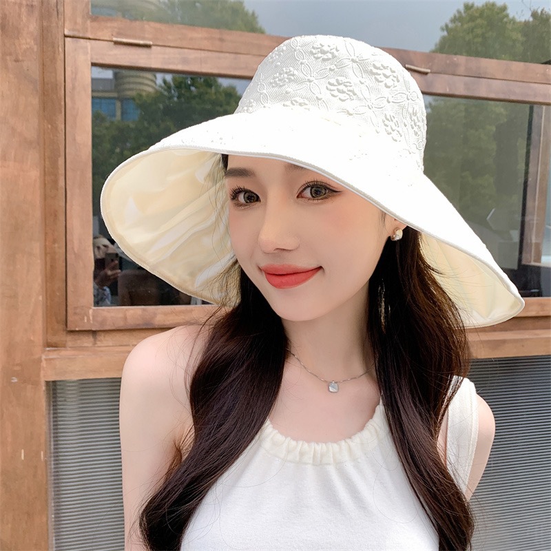 New Summer Colored Glue Sunscreen Fisherman Hat Children's Travel Big Eave Folding Sun Hat Outdoor UV Protection Sun Hat