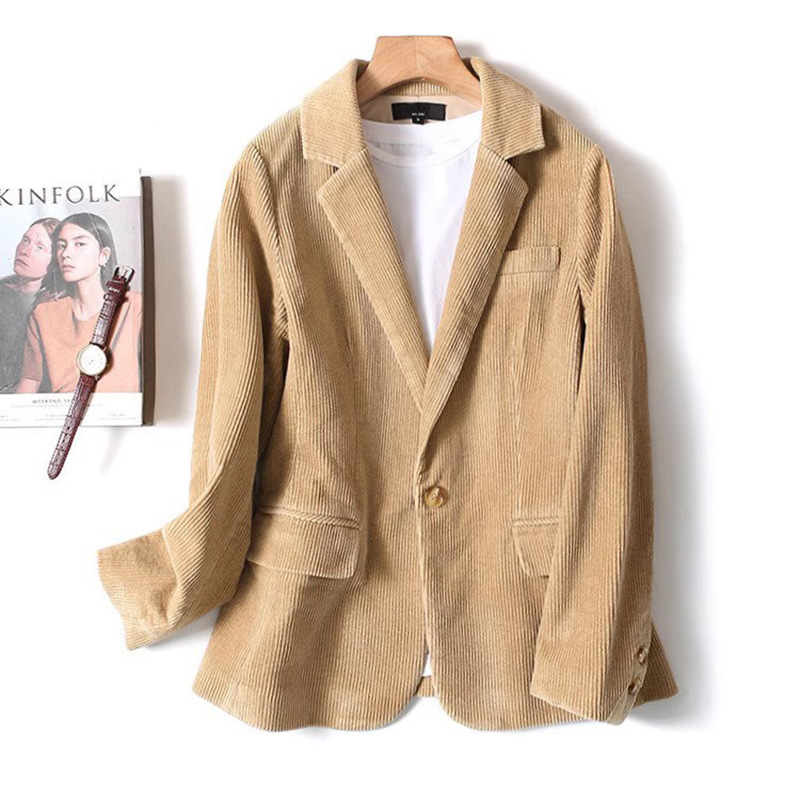 Japanese casual corduroy suit 2023 autumn coat women's loose slim women's suit a generation of hair