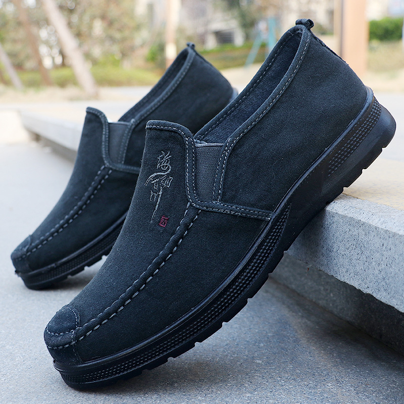 2024 Spring Polyurethane Men's Shoes Old Beijing Cloth Shoes Canvas Shoes Men's Sports Casual Single-layer Shoes Breathable Work Shoes