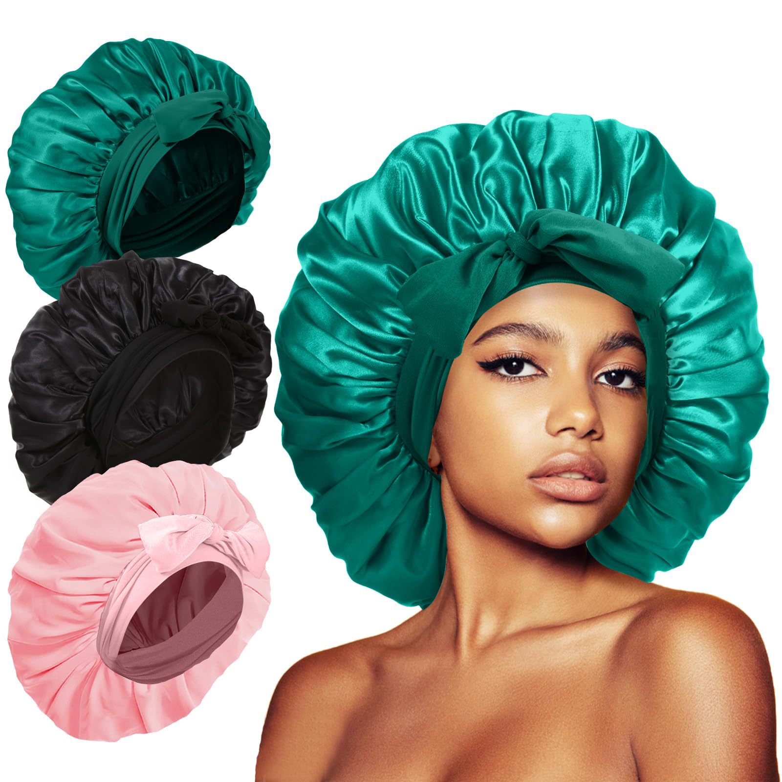 explosions ruban de satin chapeau rond nœud soie beauté soins capillaires chapeau à large bord foulard pour enfants bonnet de nuit_voghion.com