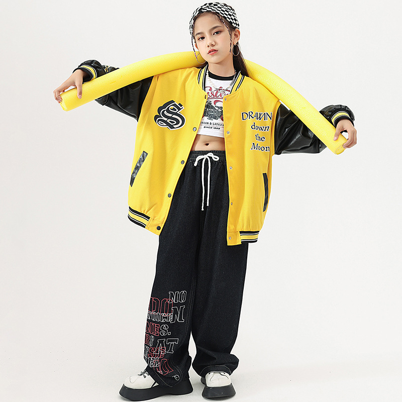 街舞兒童潮服女童嘻哈夾克秋冬套裝少兒hiphop架子鼓元旦表演出服