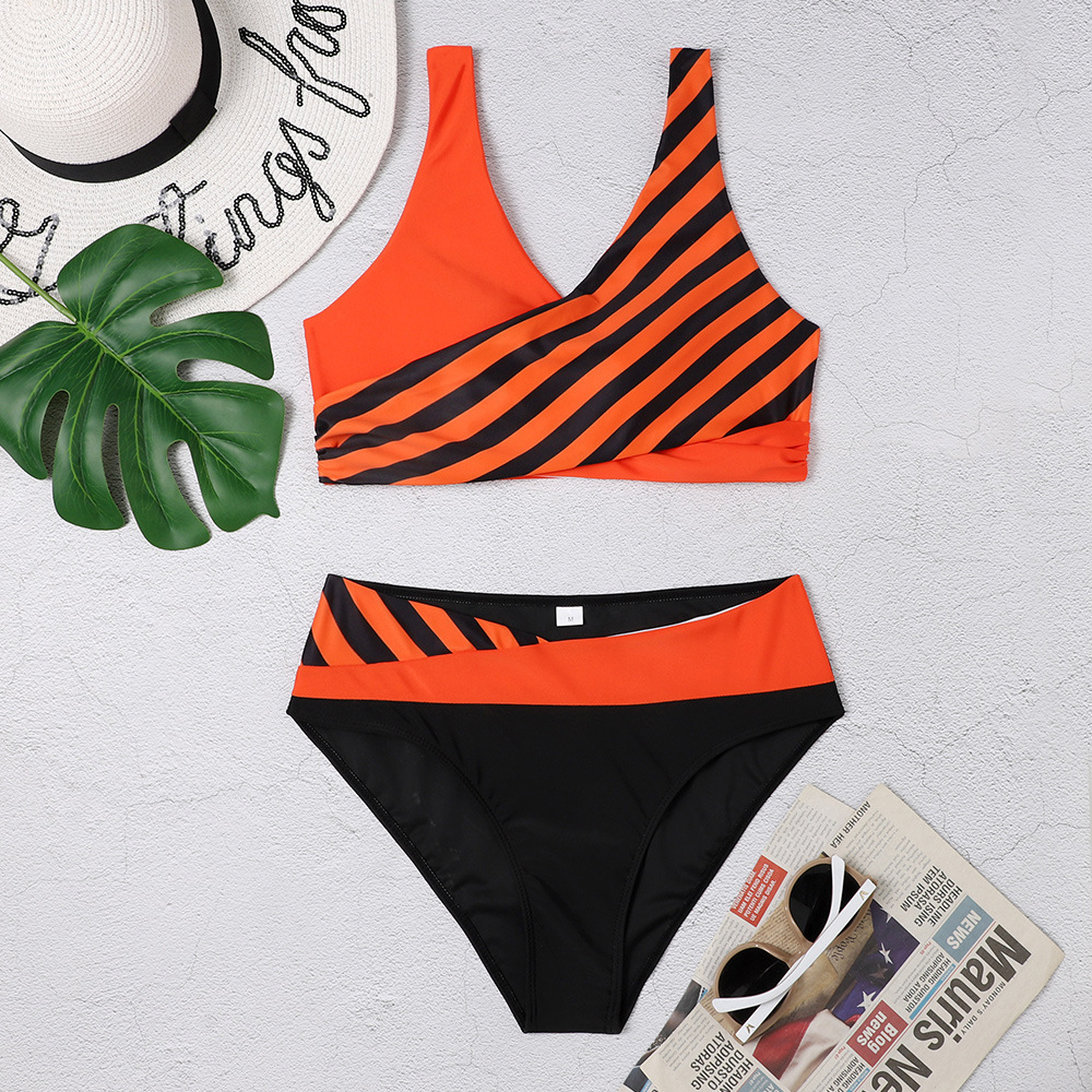 2023 new European and American Foreign trade split printing multi-color high quality sexy bikini swimsuit wholesale and retail