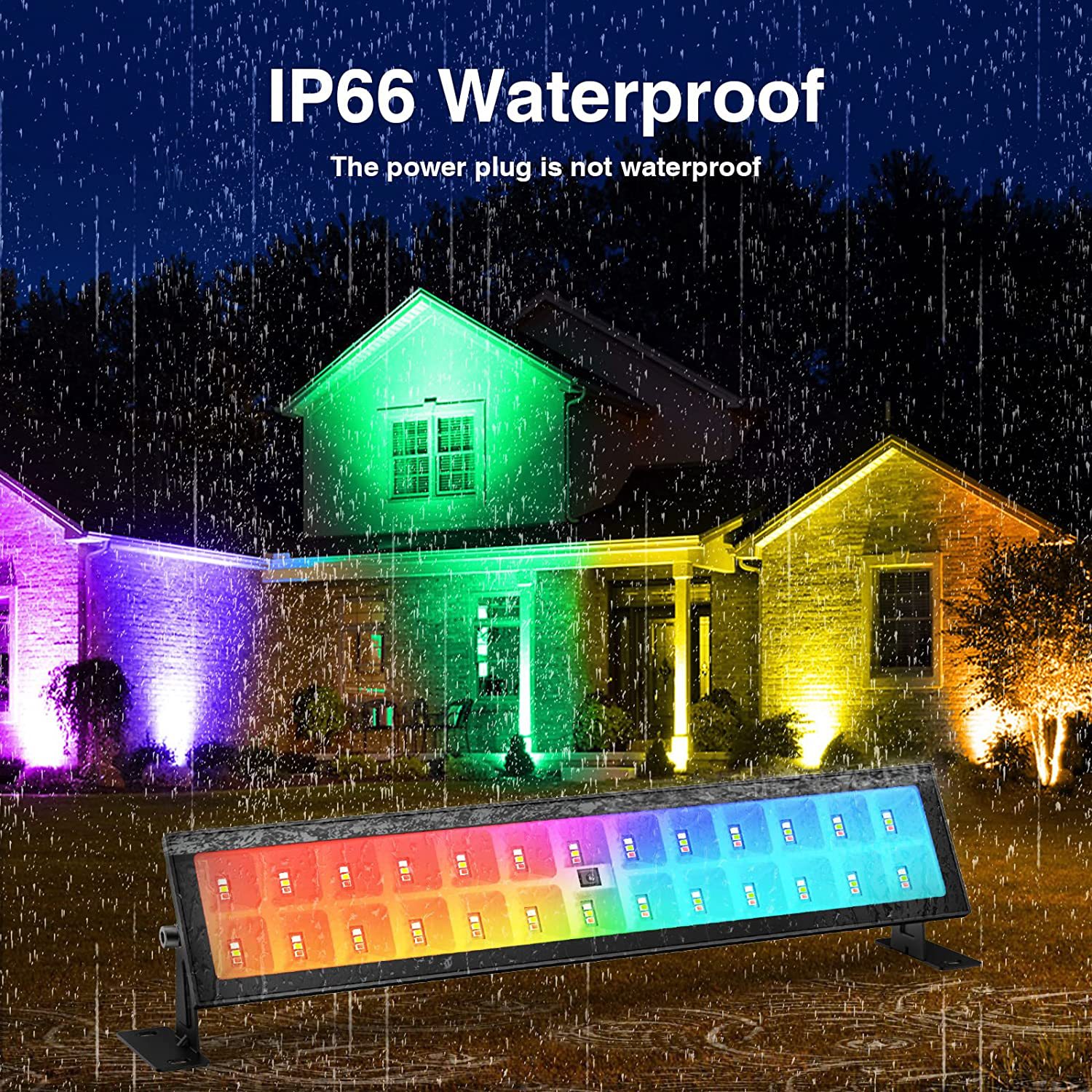 Cross-unexpectedly remote control floodlight RGB + UV flood light outdoor waterproof RF wireless RF timing remote control fluorescent lamp